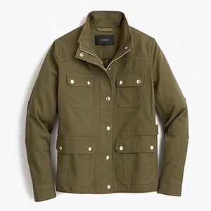J Crew field jacket,olive/ gold snapsPetite Large